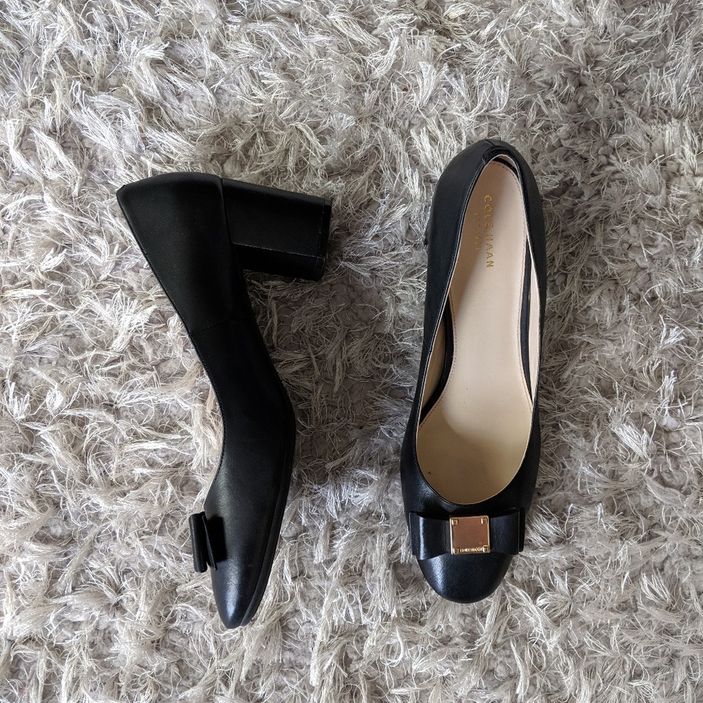 Cole Haan Tali Bow Pump - Black Leather - Size 11